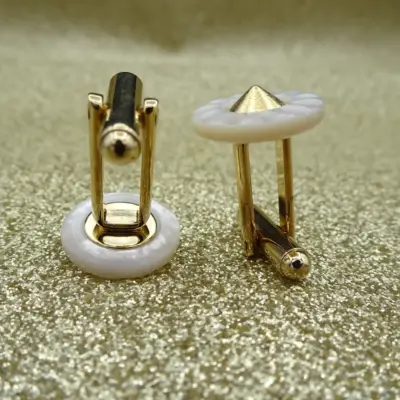 Gemelli Madreperla Bianca Oro Set400 04 - MakaMaga