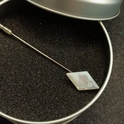 Spillone Cravatta Madreperla Bianca Gs001 05 - MakaMaga