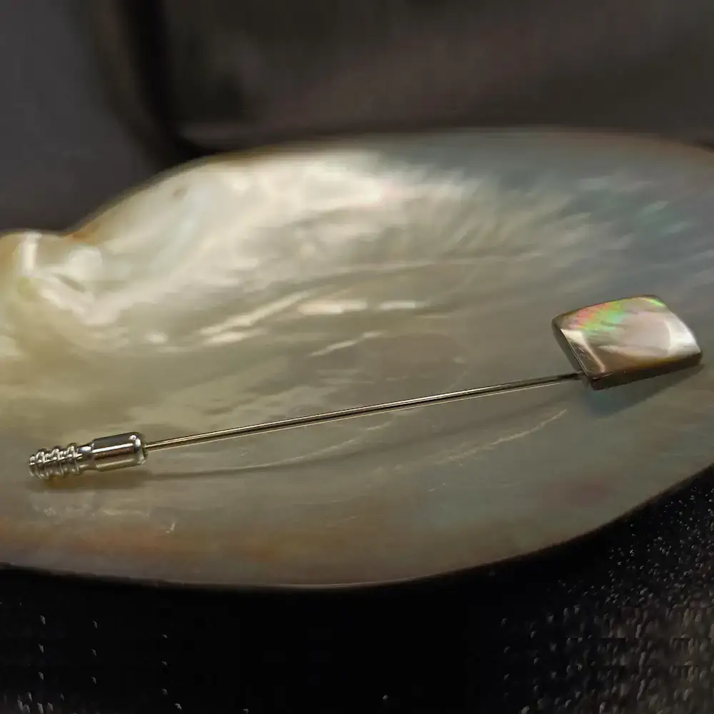 Spillone Cravatta Madreperla Grigia Gs002 01 - MakaMaga