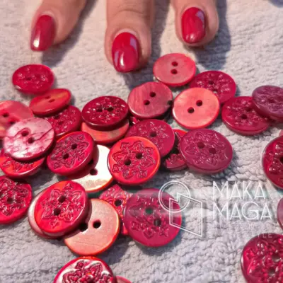 Bottoni Madreperla Rossi Decorazione Giglio Set494 01 - MakaMaga