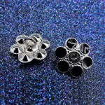 Bottone Metallo Smalto Nero Swarovsky Fiore Set421 01 - MakaMaga