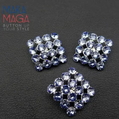Bottoni Metallo Swarovski Quadrati Blu Set423 01 - MakaMaga