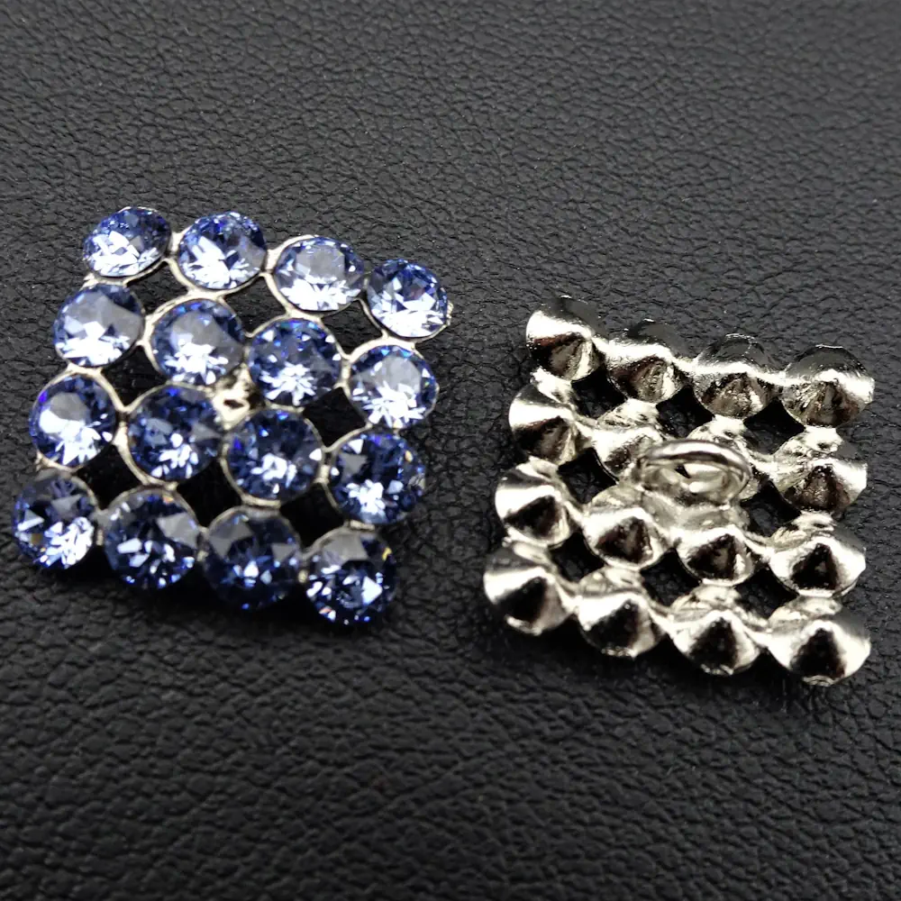 Bottoni Metallo Swarovski Quadrati Blu Set423 03 - MakaMaga