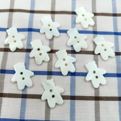 Bottone Madreperla Bianca Forma Orso Set518 02 - MakaMaga
