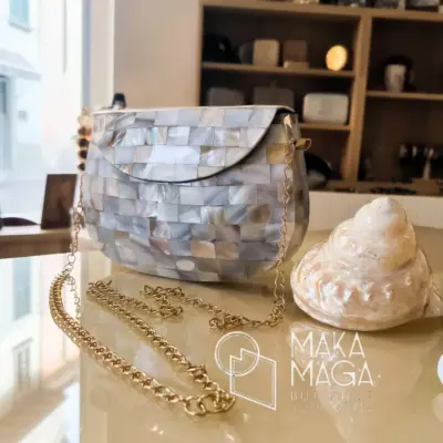 Borsa Madreperla Bianca Tracolla Bor005 02 - MakaMaga